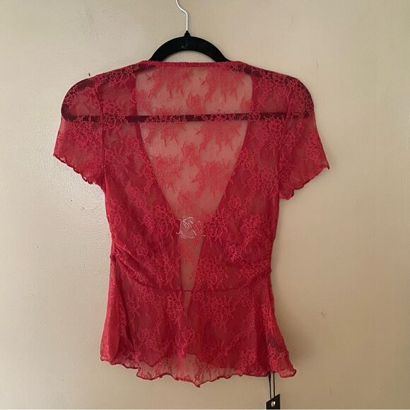 I.AM.GIA x REVOLVE Jacquey Top Red lace logo metal clasp open cropped Revolve XS - Picture 9 of 13